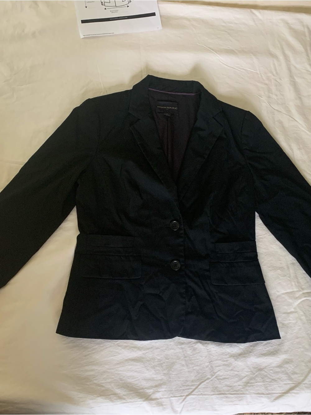 Banana Republic Black Women's Two-Button Tailored Blazer - Classic Work Jacket - Picture 3 of 8